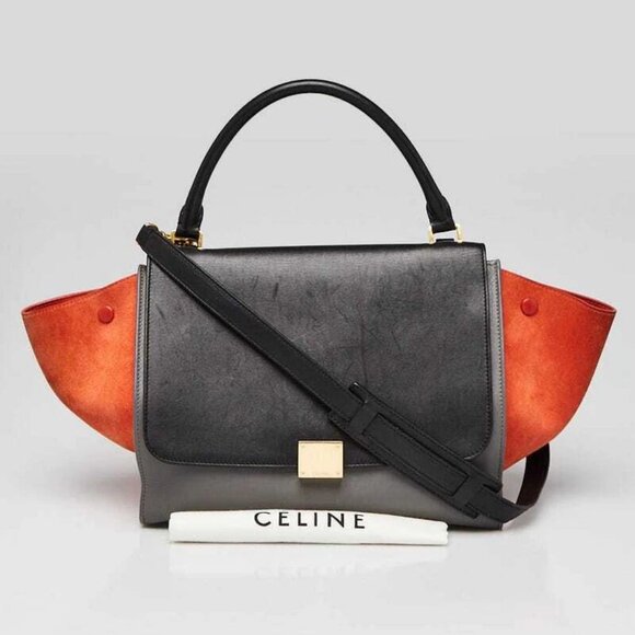 Celine Tri-Color Smooth Leather and Suede Medium Trapeze Bag - Picture 12 of 12